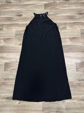 NWT Eileen Fisher Crepe Halter Dress in Black Size Large Keyhole Midi Dress